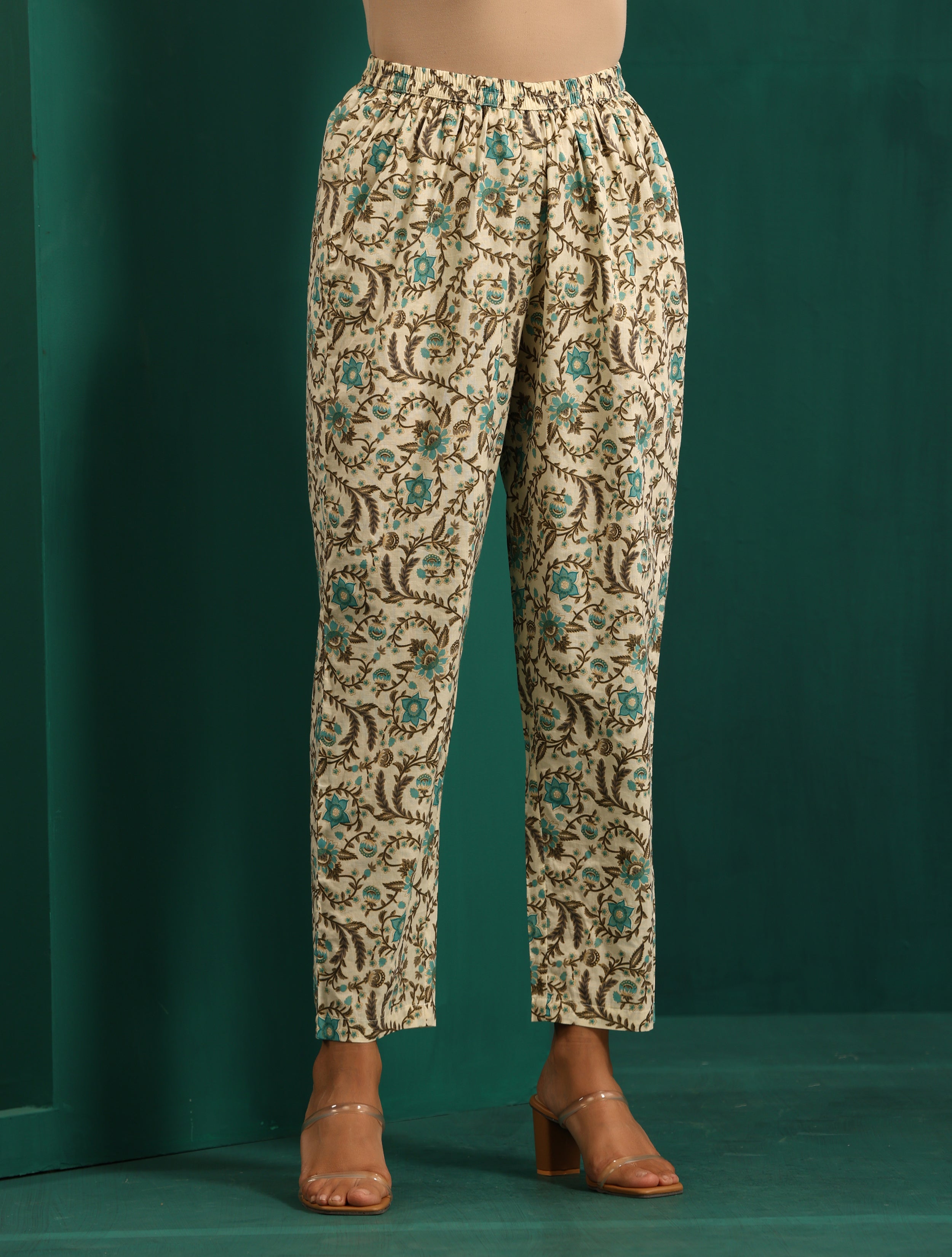 trueBrowns Teal Floral Cotton Printed Short Co-ord Set - Distacart