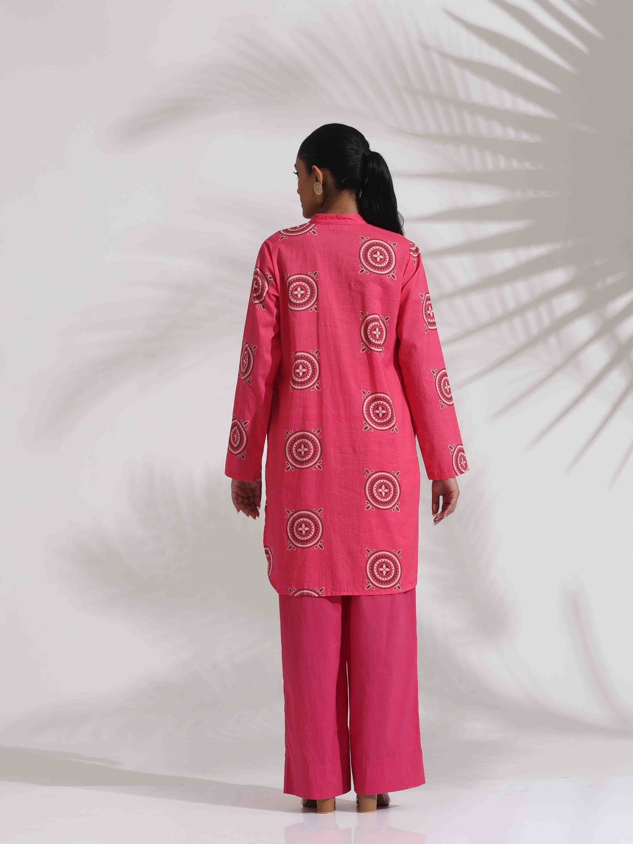 trueBrowns Pink Cotton Print Kurta Co-ord Set