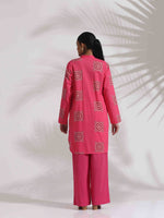 Thumbnail for trueBrowns Pink Cotton Print Kurta Co-ord Set