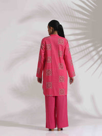 Thumbnail for trueBrowns Pink Cotton Print Kurta Co-ord Set
