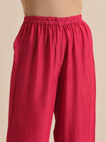 Thumbnail for trueBrowns Pink Lehariya Printed Silk Kaftan Pant Set - Distacart