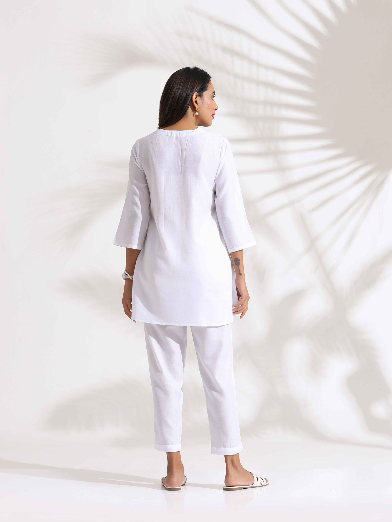 trueBrowns White Slub Co-ord Set