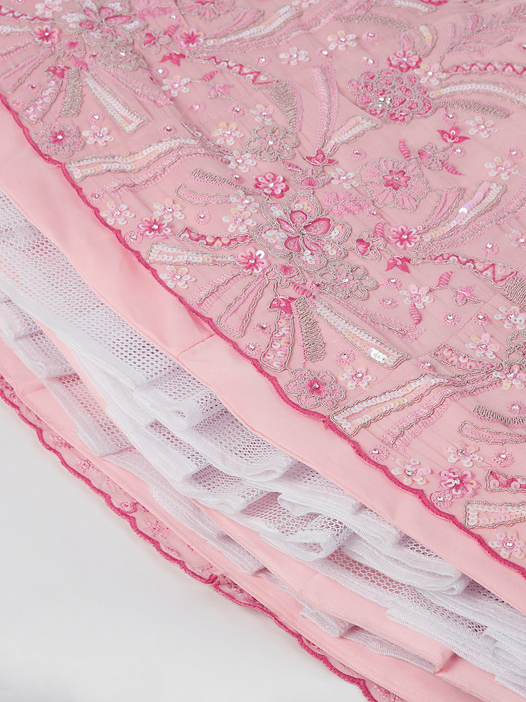 House of Panchhi Pink Georgette Sequins And Thread Embroidery Lehenga Choli & Dupatta - Distacart