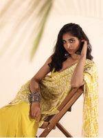 Thumbnail for trueBrowns Lime Muslin Ikat Saree