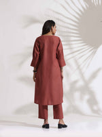 Thumbnail for trueBrowns Pink Slub Kurta Set