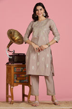 Thumbnail for BulBul Women’s Mocha Mousse Embroidered Kurta Set with Dupatta
