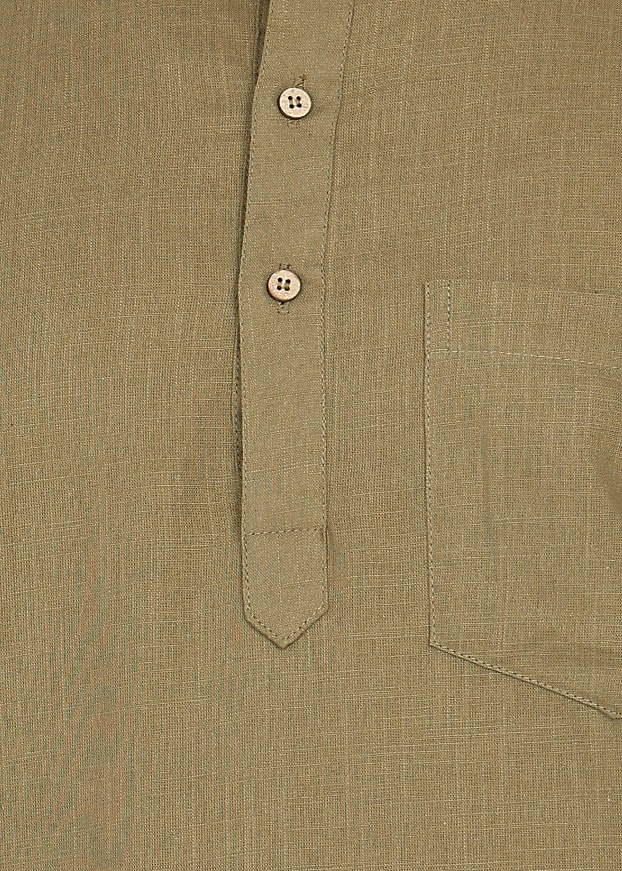 Fabmade Olive Dune Linen Short Kurta Co-Ord Set - Distacart