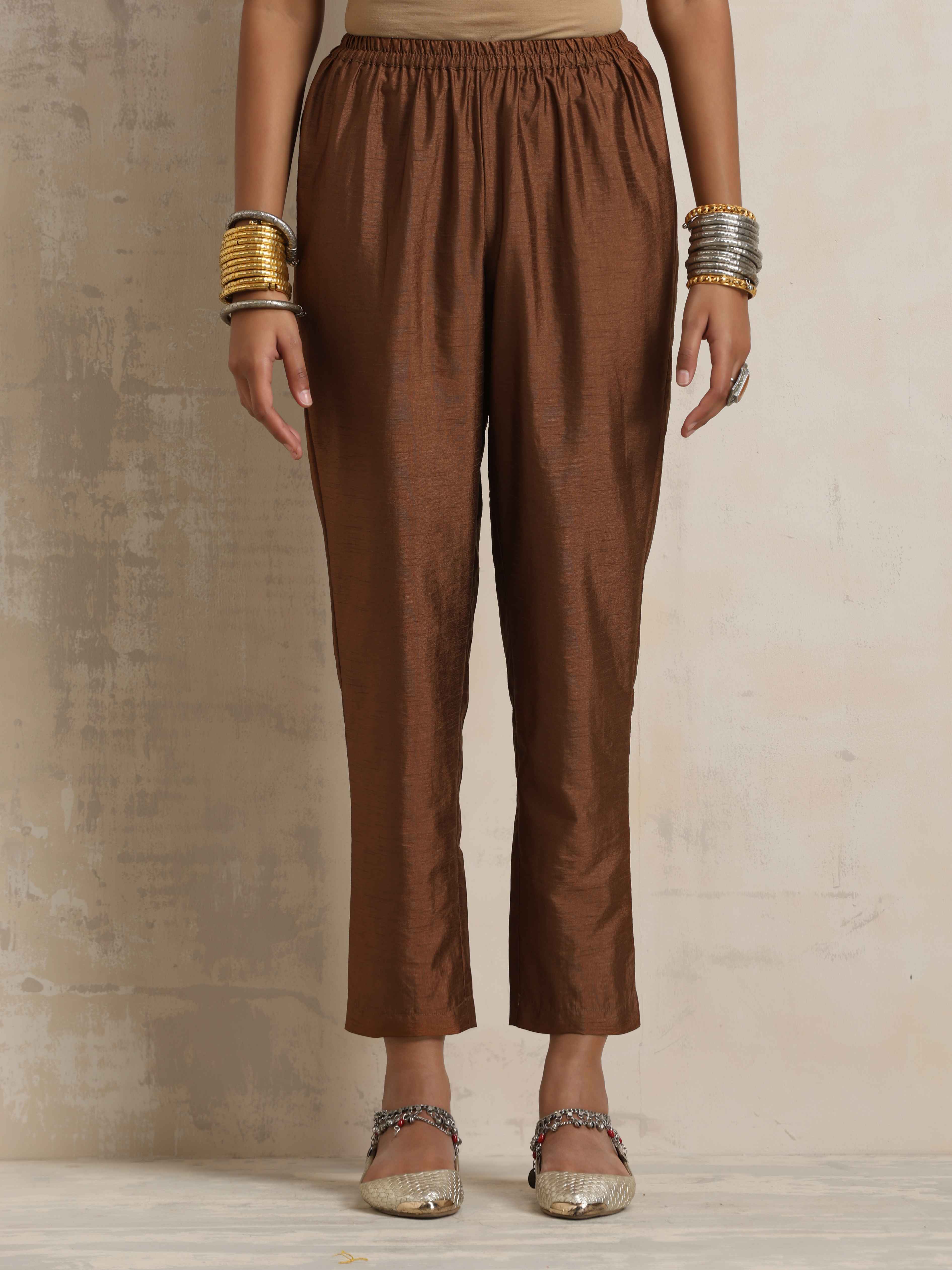 trueBrowns Brown Silk Kurta Set - Distacart