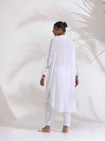 Thumbnail for trueBrowns White Cotton Schiffli Shirt Kurta Set