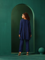 Thumbnail for trueBrowns Blue Silk Flared Co-ord Set - Distacart