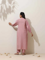 Thumbnail for trueBrowns Pink Cotton Linen Kurta Pant Set