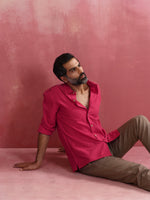 Thumbnail for trueBrowns Men's Pink Cotton Shirt