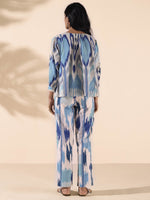 Thumbnail for trueBrowns Blue Cotton Ikat Short Co-ord Set - Distacart