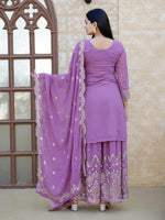 Thumbnail for Teeya Creation Blue Color Georgette Heavy Embroidery Work Fully Stitched Sharara Suit Set - Distacart