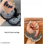 Thumbnail for Tehzeeb Creations Women's Silver Colour Combo Pack Of 2 Earring - Distacart