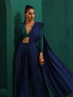 Thumbnail for trueBrowns Blue Silk Palazzo Stitched Saree - Distacart