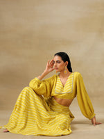 Thumbnail for trueBrowns Lime Green Bandhani Printed Silk Top Skirt Set - Distacart