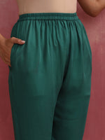 Thumbnail for trueBrowns Green Modal Pleated Kurta Set