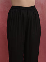 Thumbnail for trueBrowns Black V Neck Kurta Co-ord Set
