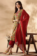 Thumbnail for BulBul Anupriya Cotton Mustard Kurta Set with Dupatta