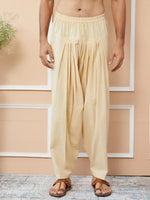 Thumbnail for Fabmade Beige Cotton Linen Pathani Kurta With Salwar