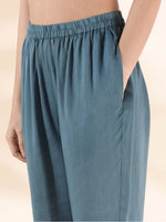 Thumbnail for trueBrowns Turquoise Viscose Dobby Flared Kurta Pant Set - Distacart