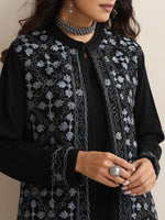 Thumbnail for trueBrowns Black Kashmiri Woollen Jacket 3pc Set