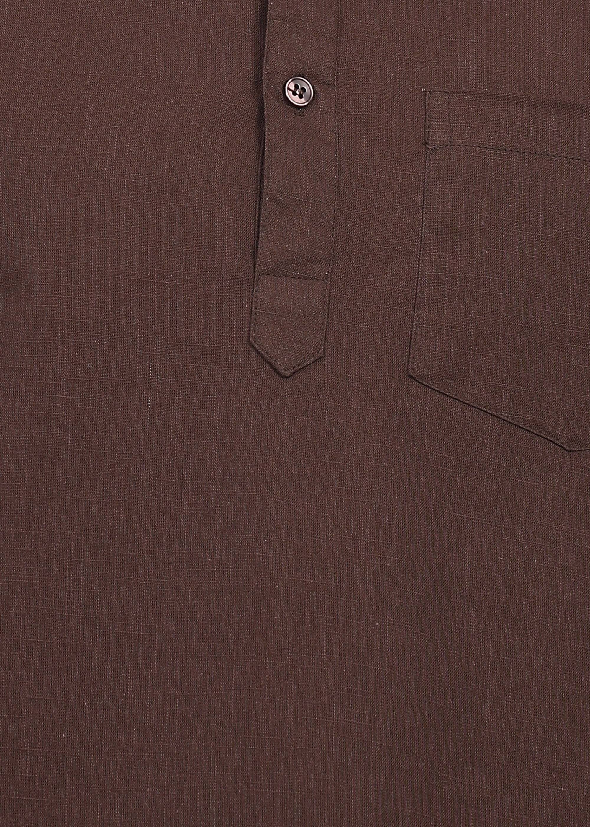 Fabmade Cocoa Drift Linen Kurta Set - Distacart