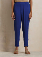 Thumbnail for trueBrowns Blue Crinkle Flared Kurta Co-ord Set
