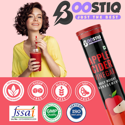 BOOSTIQ Apple Cider Vinegar Effervescent Tablets - Apple Flavour - Distacart