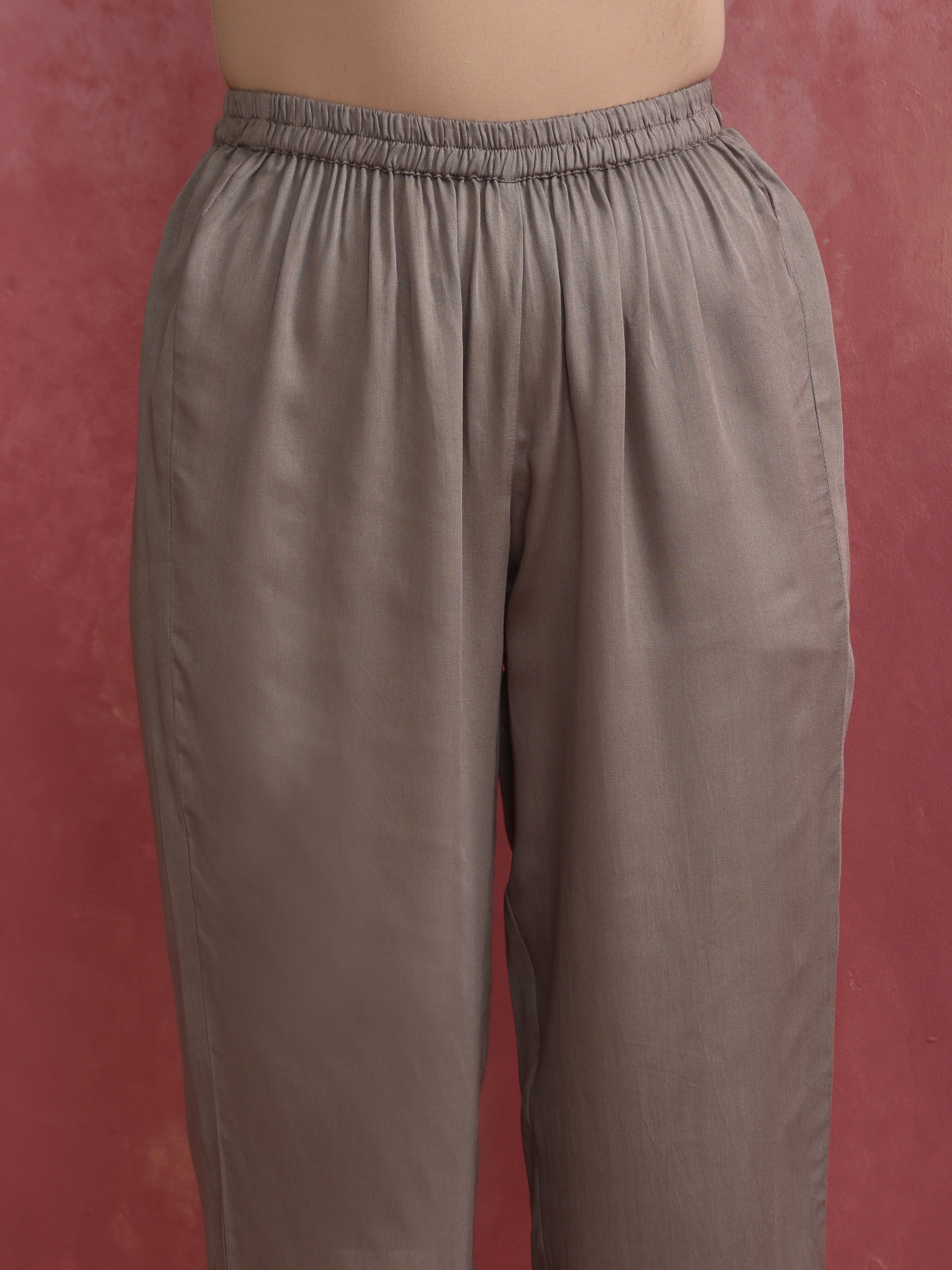trueBrowns Grey High low Kurta Set