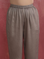 Thumbnail for trueBrowns Grey High low Kurta Set
