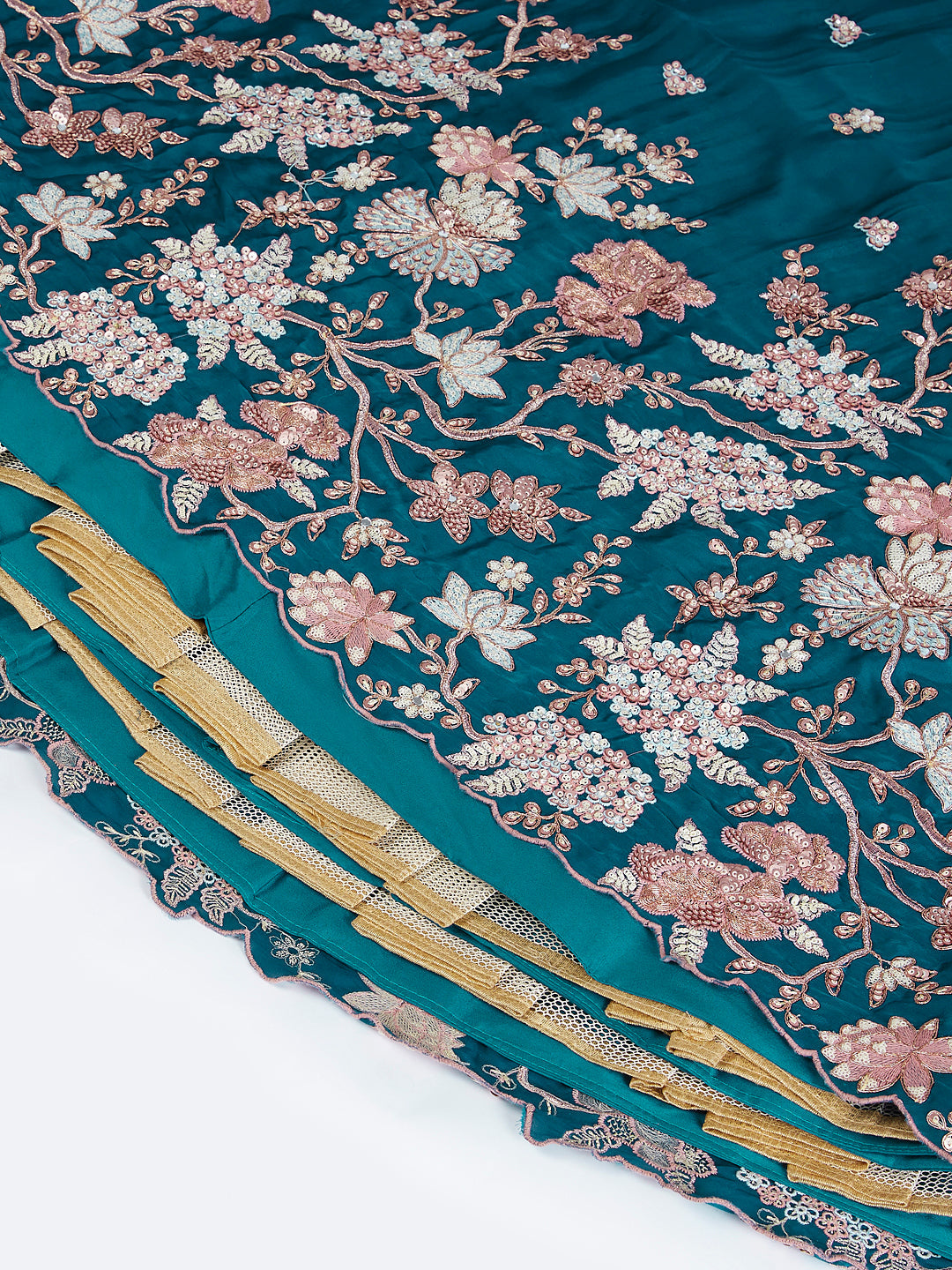 House of Panchhi Olive Pure Georgette Sequins And Thread Embroidery Lehenga Choli & Dupatta - Distacart