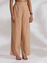 Thumbnail for trueBrowns Beige Cotton Embroidered Shirt Top Co-ord Set