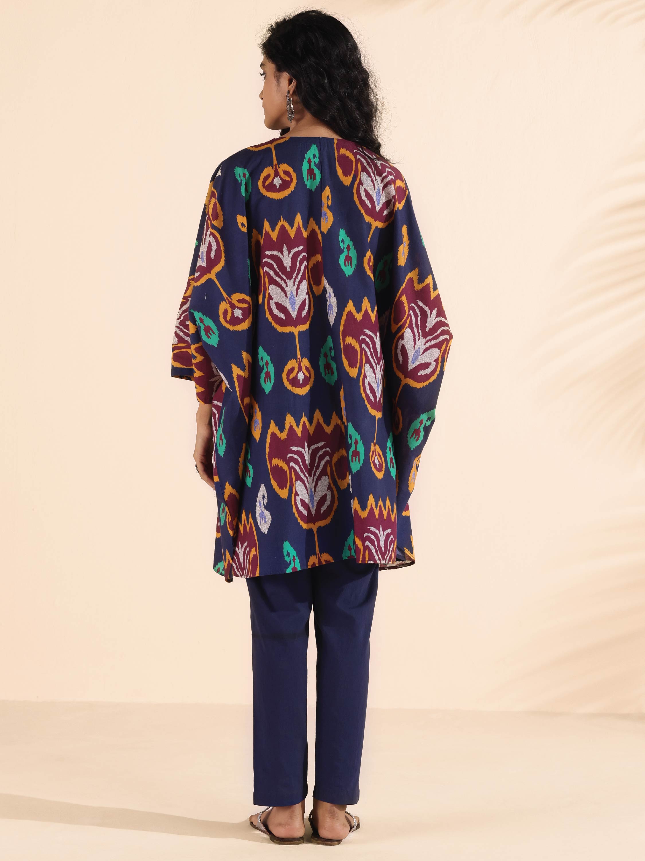 trueBrowns Purple Cotton Ikat Kaftan Co-ord Set - Distacart