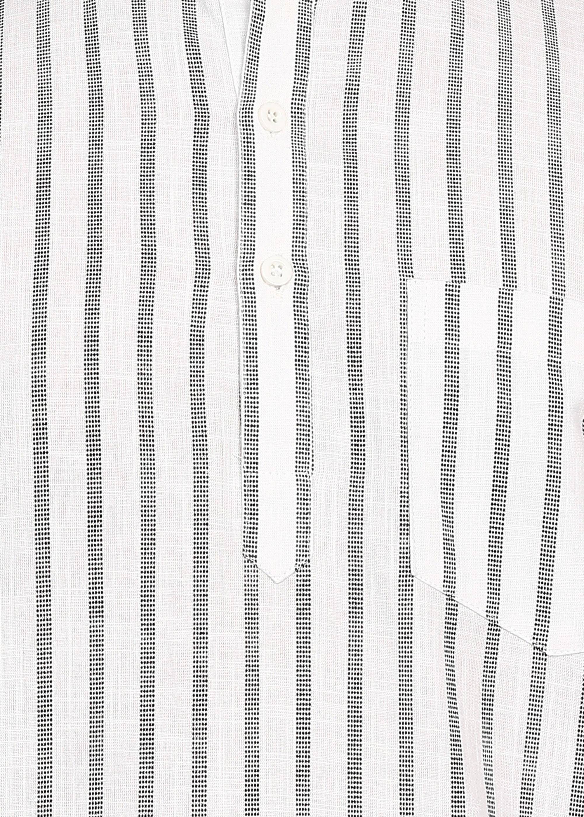 Fabmade Driftline Stripe Linen Short Kurta - Distacart