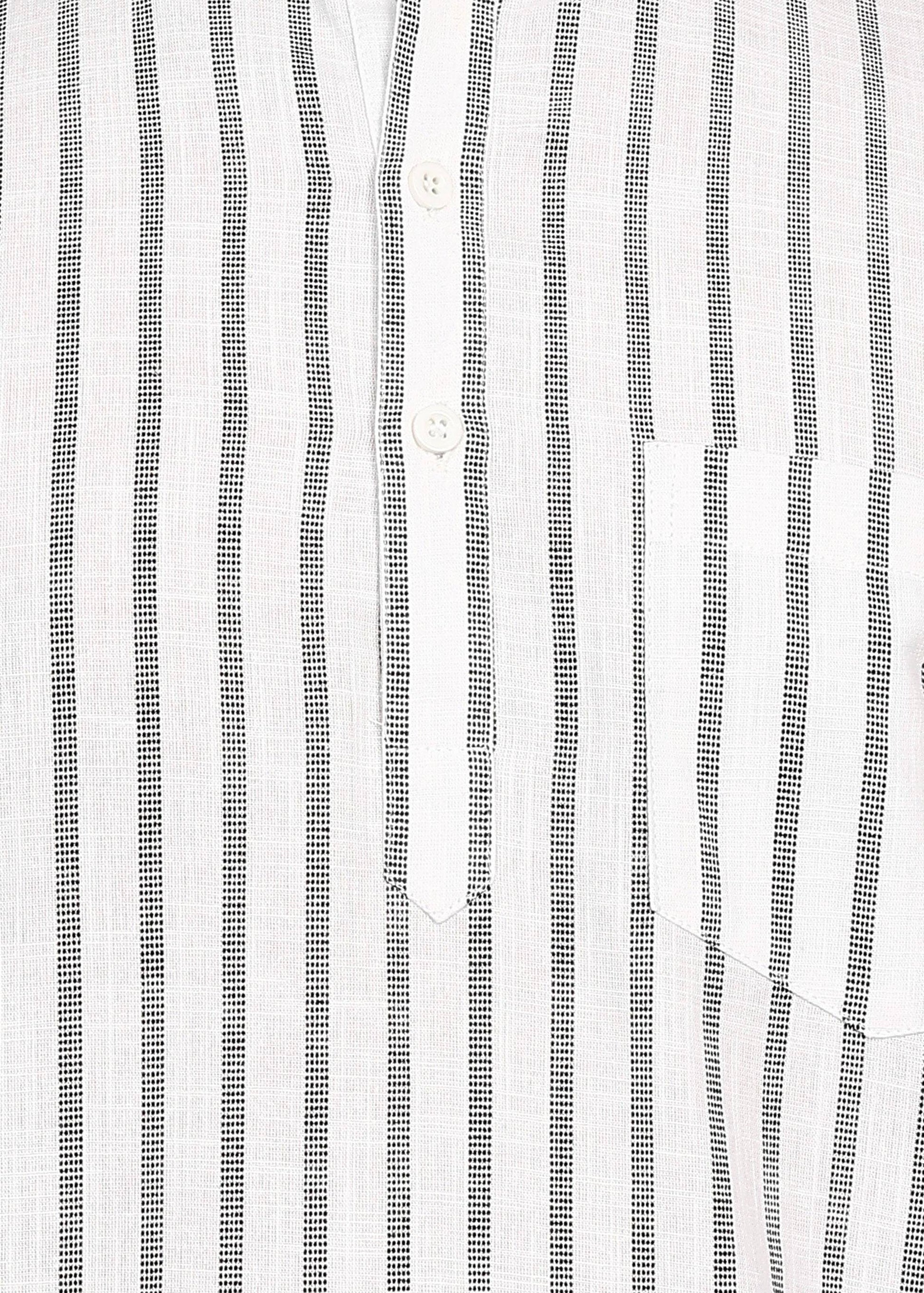 Fabmade Driftline Stripe Linen Short Kurta - Distacart
