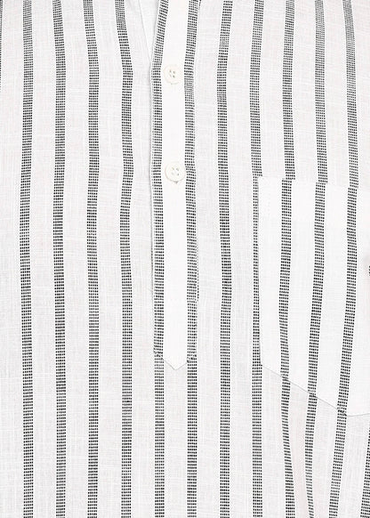 Fabmade Driftline Stripe Linen Short Kurta - Distacart