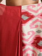 Thumbnail for trueBrowns Maroon Grey Muslin Ikat Saree
