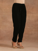 Thumbnail for trueBrowns Black Velvet Solid Co-ord Set - Distacart