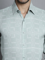 Thumbnail for Jainish Men's Geomatric Printed Formal Shirts - Pista - Distacart
