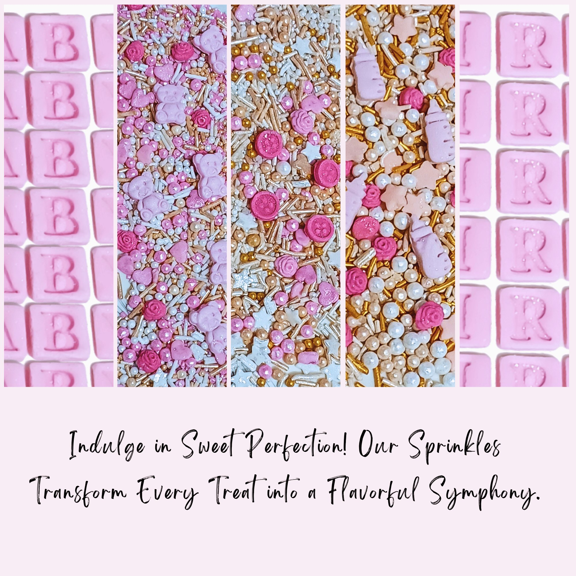 confect girls baby shower sprinkles edible sprinkles mix heart teddy baby feed bottle baby feet sprinkles pack of 5 baby shower 24