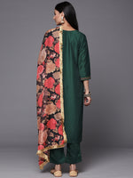 Thumbnail for Varanga Thread Embroidered Kurta Paired With Straight Pant And Digital Printed Dupatta - Distacart