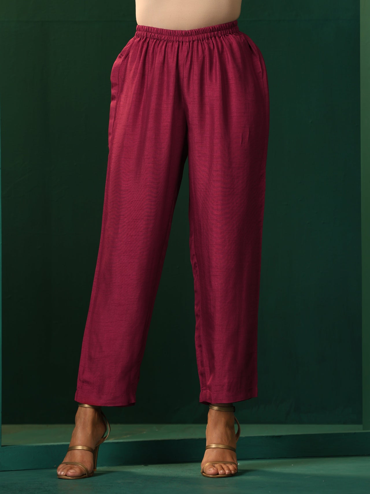 trueBrowns Maroon Silk Angrakha Kurta Pant Set - Distacart
