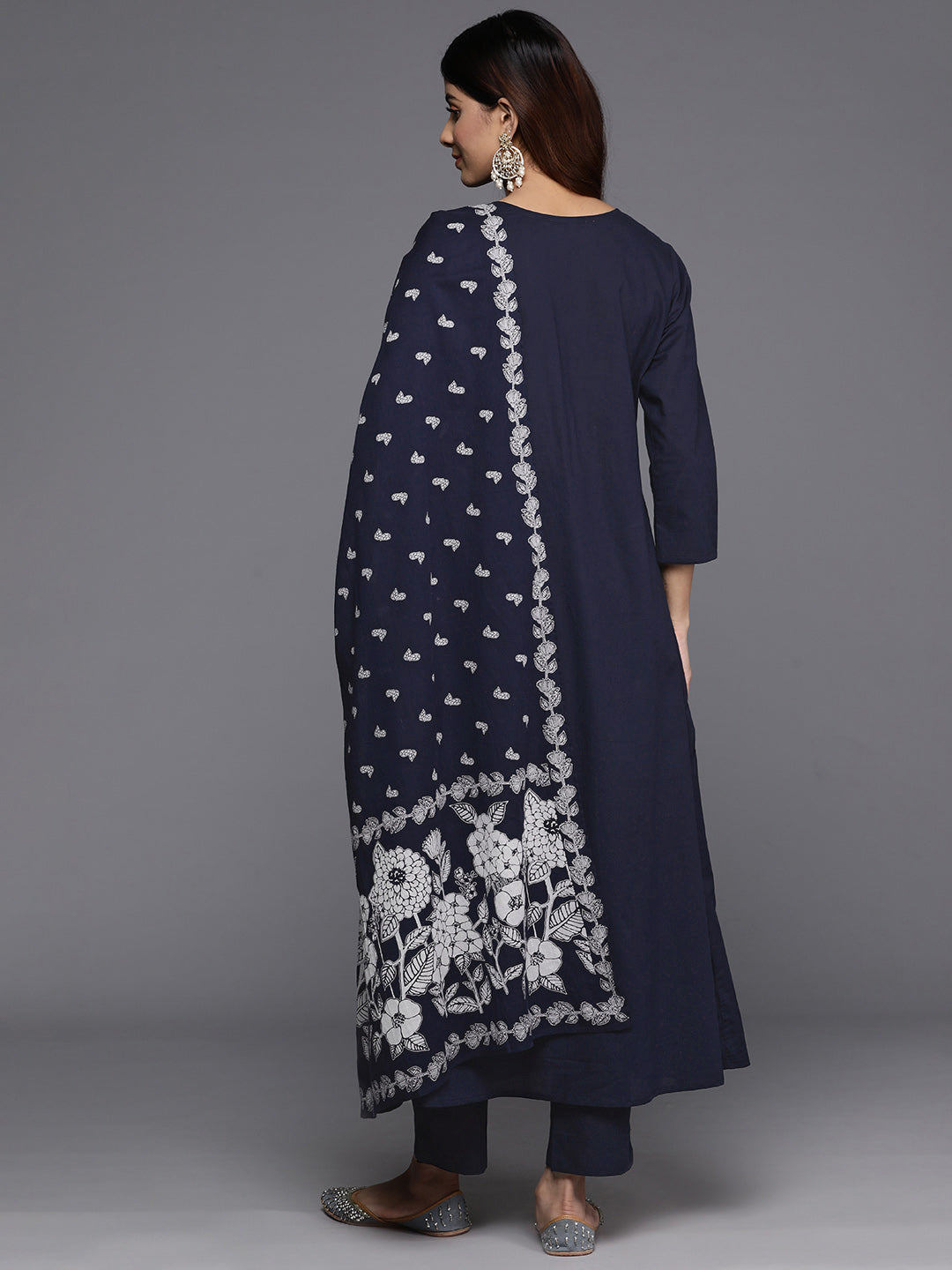 Varanga Women Blue Floral Printed Kurta With Bottom And Dupatta - Distacart
