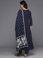Thumbnail for Varanga Women Blue Floral Printed Kurta With Bottom And Dupatta - Distacart