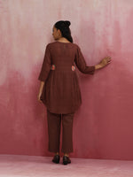 Thumbnail for trueBrowns Brown Cotton Dobby Kurta Co-ord set