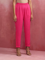 Thumbnail for trueBrowns Pink Modal Round Neck Kurta Co-ord Set