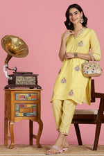 Thumbnail for BulBul Women Yellow Embroidered Chanderi Kurta Set