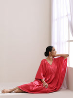 Thumbnail for trueBrowns Bright Pink Dobby Kaftan Dress - Distacart